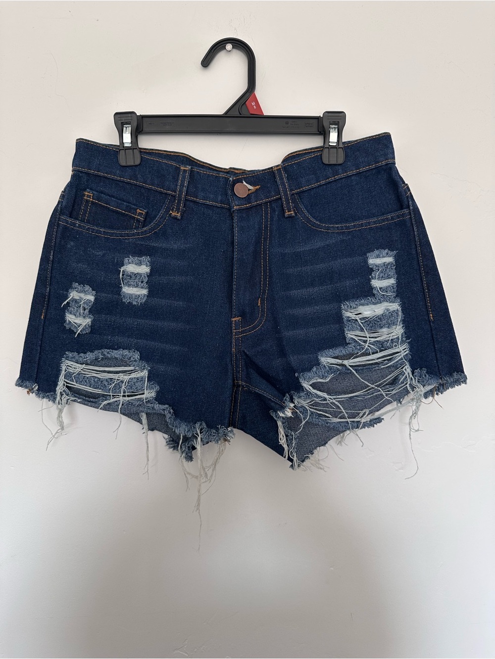 Fashion Nova Dark Blue Distressed Denim Cutoff Shorts